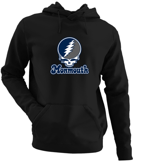 Monmouth Stealie Premium Unisex Hoodie — Design: Monmouth University — Black