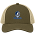 Monmouth Stealie Premium Unisex Trucker Cap — Design: Monmouth University — Moss/Khaki