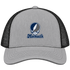 Monmouth Stealie Premium Unisex Trucker Cap — Design: Monmouth University — Heather Grey/Black