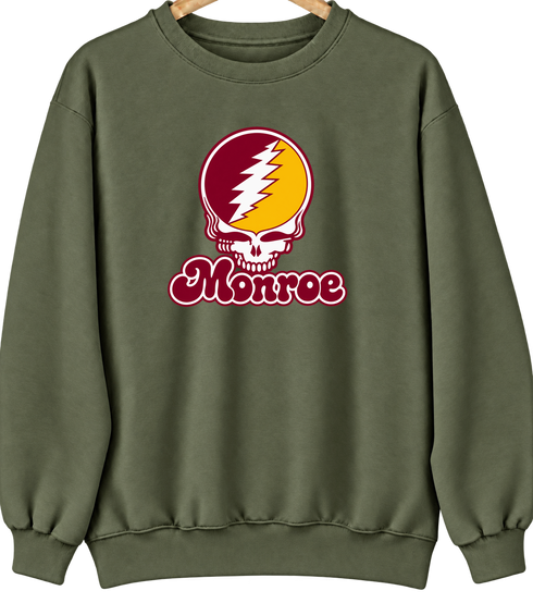 Monroe Stealie Premium Unisex Crewneck — Design: Louisiana Monroe University of — Military Green