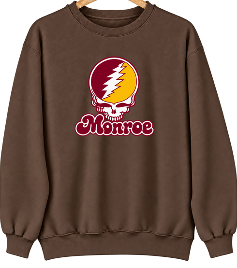 Monroe Stealie Premium Unisex Crewneck — Design: Louisiana Monroe University of — Brown