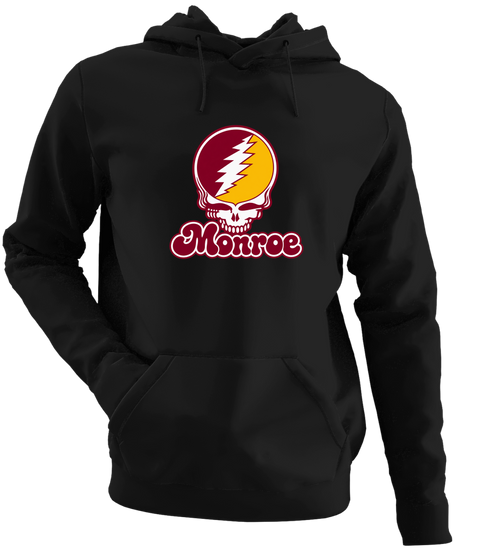 Monroe Stealie Premium Unisex Hoodie — Design: Louisiana Monroe University of — Black
