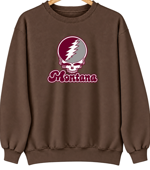 Montana Stealie Premium Unisex Crewneck — Design: Montana University of — Brown