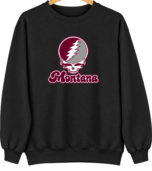 Montana Stealie Premium Unisex Crewneck — Design: Montana University of — Black