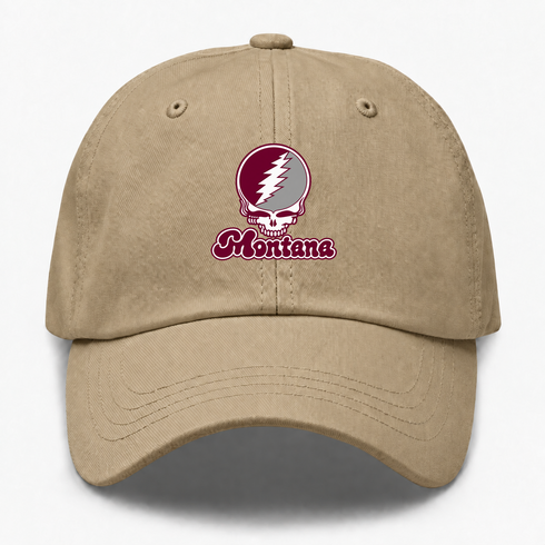Montana Stealie Premium Unisex Dad Hat — Design: Montana University of — Khaki