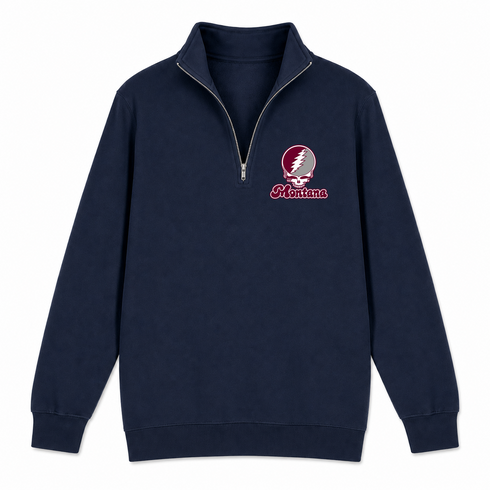 Montana Stealie Premium Unisex Quarter-Zip — Design: Montana University of — Navy