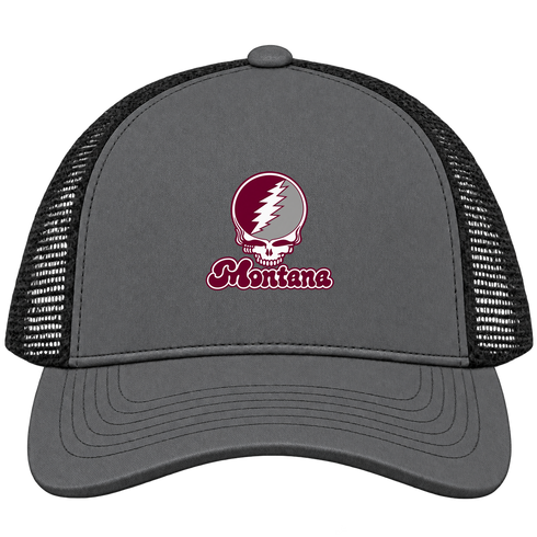 Montana Stealie Premium Unisex Trucker Cap — Design: Montana University of — Charcoal/Black