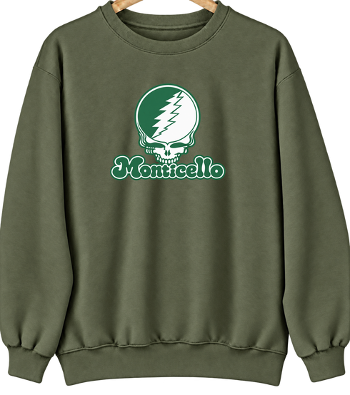 Monticello Stealie Premium Unisex Crewneck — Design: Arkansas at Monticello University of — Military Green