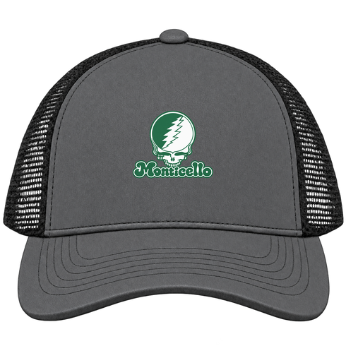 Monticello Stealie Premium Unisex Trucker Cap — Design: Arkansas at Monticello University of — Charcoal/Black