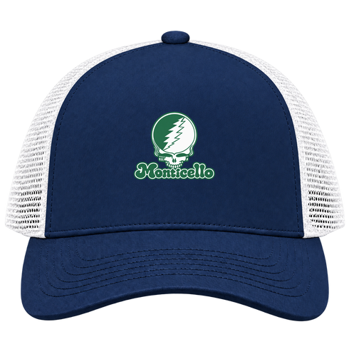 Monticello Stealie Premium Unisex Trucker Cap — Design: Arkansas at Monticello University of — Navy/White