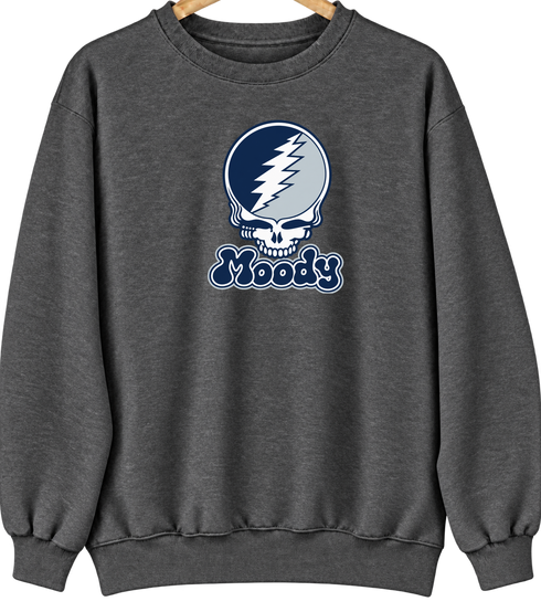 Moody Stealie Premium Unisex Crewneck — Design: Moody — Dark Heather