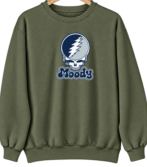 Moody Stealie Premium Unisex Crewneck — Design: Moody — Military Green