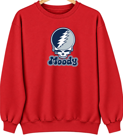 Moody Stealie Premium Unisex Crewneck — Design: Moody — Red