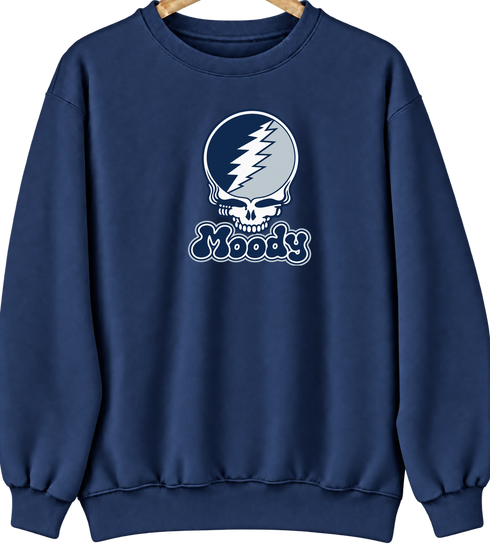 Moody Stealie Premium Unisex Crewneck — Design: Moody — Navy