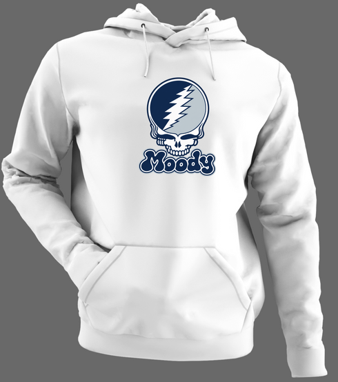 Moody Stealie Premium Unisex Hoodie — Design: Moody — White/Grey