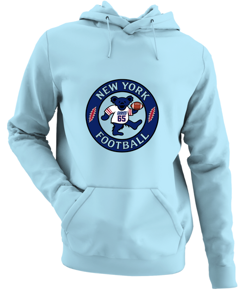 New York Football Dancing Bear - Premium Grateful Dead Hoodie - Light Blue