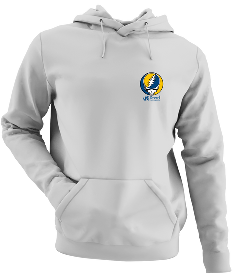 Drexel University - Premium Grateful Dead Left Chest Hoodie - Sport Grey