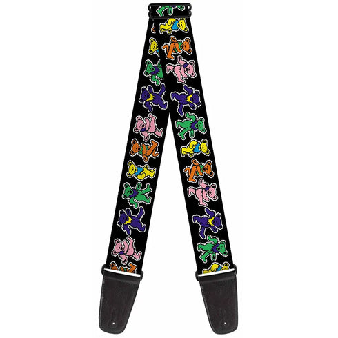 Grateful Dead - Guitar Strap - Dancing Bears Black Multi Color - StealieShop