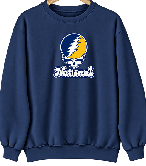 National Stealie Premium Unisex Crewneck — Design: National University — Navy