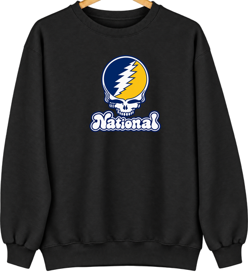 National Stealie Premium Unisex Crewneck — Design: National University — Black