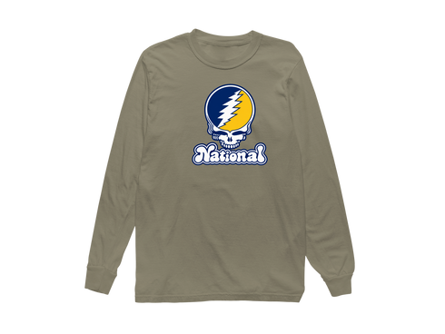 National Stealie Premium Unisex Long-Sleeve — Design: National University — Sandstone