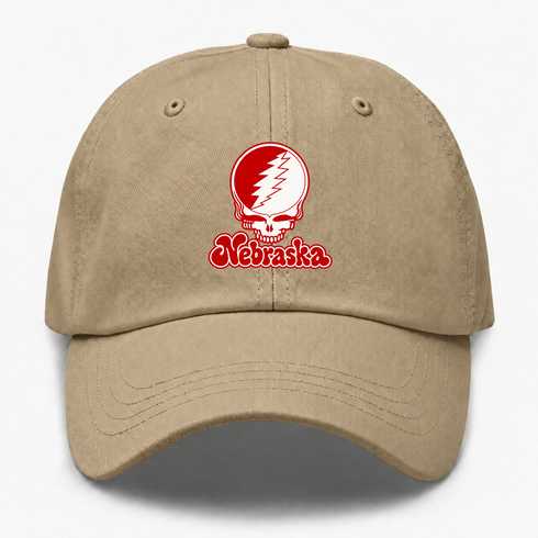 Nebraska Stealie Premium Unisex Dad Hat — Design: Nebraska University of — Khaki