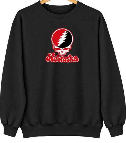 Nebraska Stealie Premium Unisex Crewneck — Design: Nebraska Omaha University of — Black