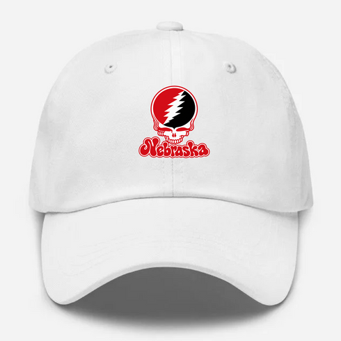 Nebraska Stealie Premium Unisex Dad Hat — Design: Nebraska Omaha University of — White