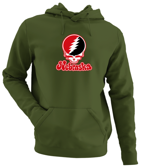 Nebraska Stealie Premium Unisex Hoodie — Design: Nebraska Omaha University of — Military Green
