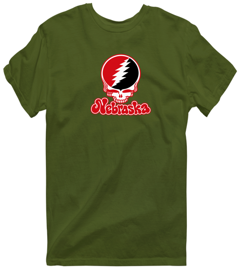 Nebraska Stealie Premium Unisex T-Shirt — Design: Nebraska Omaha University of — Military Green