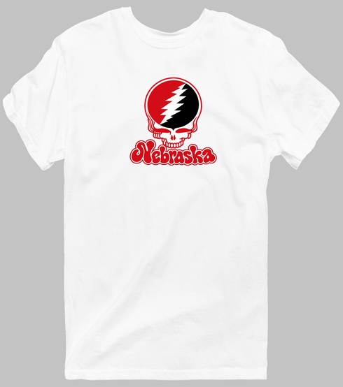 Nebraska Stealie Premium Unisex T-Shirt — Design: Nebraska Omaha University of — White