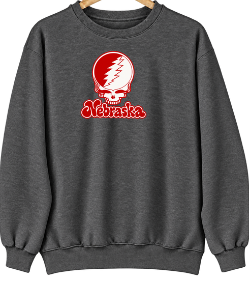 Nebraska Stealie Premium Unisex Crewneck — Design: Nebraska University of — Dark Heather