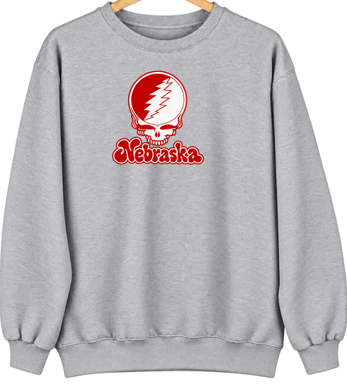 Nebraska Stealie Premium Unisex Crewneck — Design: Nebraska University of — Sport Grey