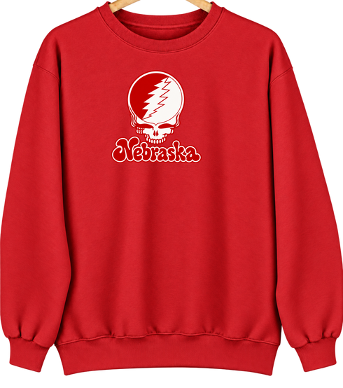 Nebraska Stealie Premium Unisex Crewneck — Design: Nebraska University of — Red
