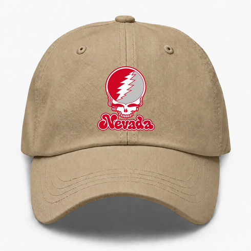 Nevada Stealie Premium Unisex Dad Hat — Design: Nevada Las Vegas University of — Khaki