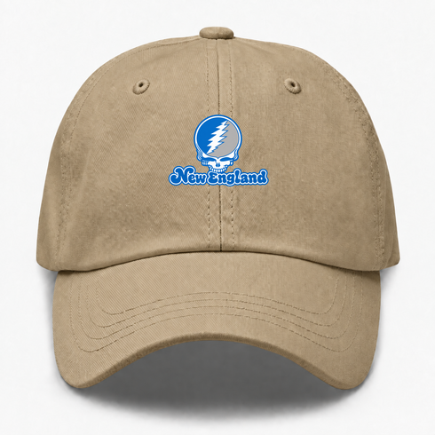 New England Stealie Premium Unisex Dad Hat — Design: New England University of — Khaki