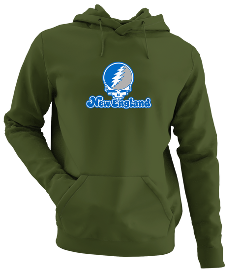 New England Stealie Premium Unisex Hoodie — Design: New England University of — Military Green