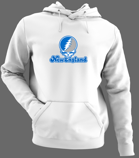 New England Stealie Premium Unisex Hoodie — Design: New England University of — White/Grey
