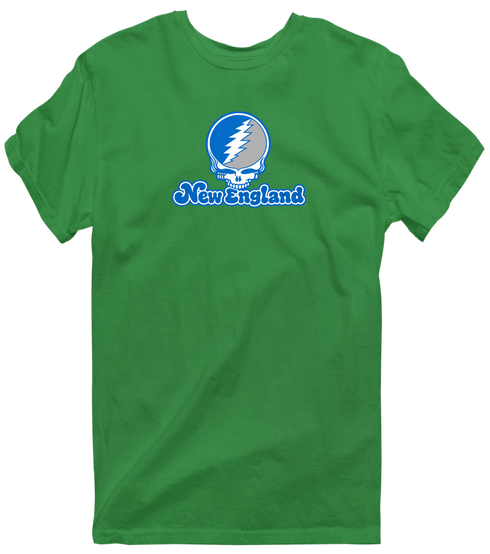 New England Stealie Premium Unisex T-Shirt — Design: New England University of — Irish Green