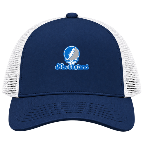 New England Stealie Premium Unisex Trucker Cap — Design: New England University of — Navy/White