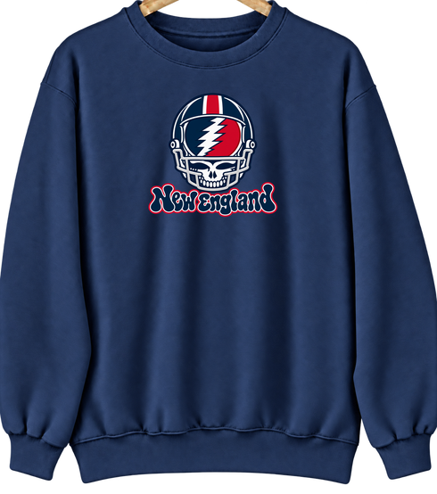 New England Helmet Stealie Premium Unisex Crewneck — New England Patriots — Navy