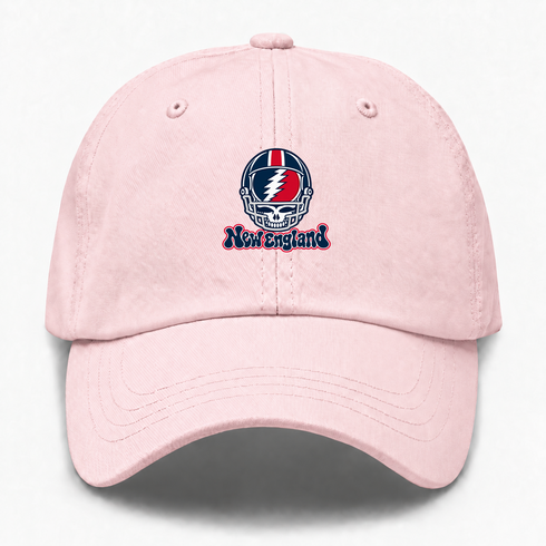 New England Helmet Stealie Premium Unisex Dad Hat — New England Patriots — Pink