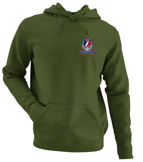 New England Helmet Stealie Premium Unisex Hoodie — New England Patriots — Military Green