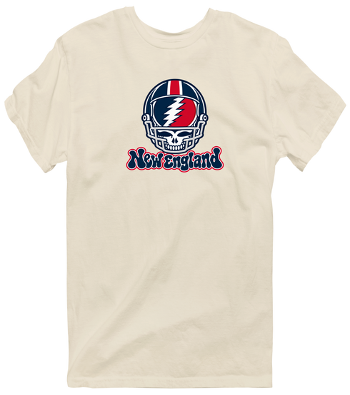 New England Helmet Stealie Premium Unisex T-Shirt — New England Patriots — Sand