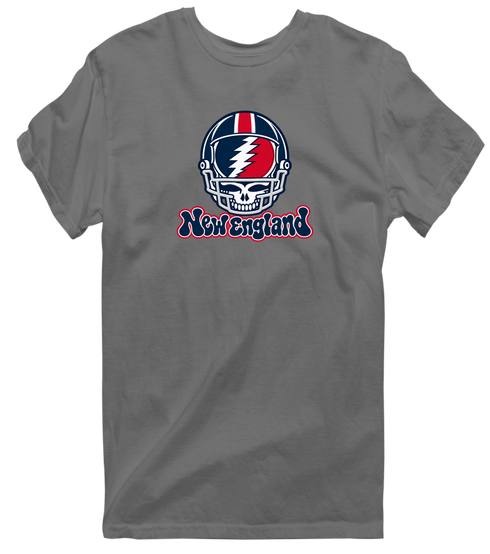 New England Helmet Stealie Premium Unisex T-Shirt — New England Patriots — Charcoal