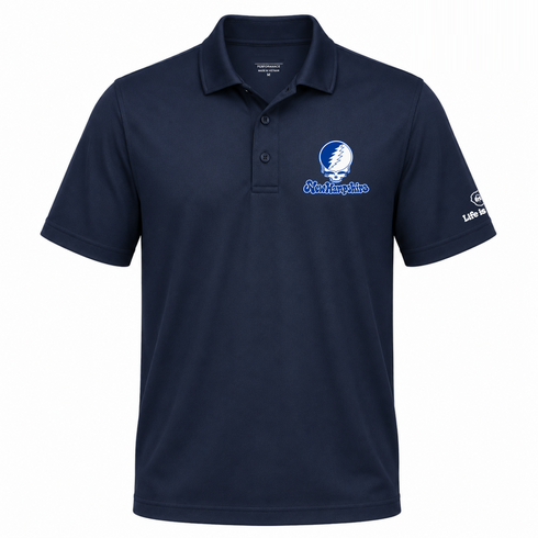 New Hampshire Stealie Premium Unisex Polo — Design: New Hampshire University of — Navy
