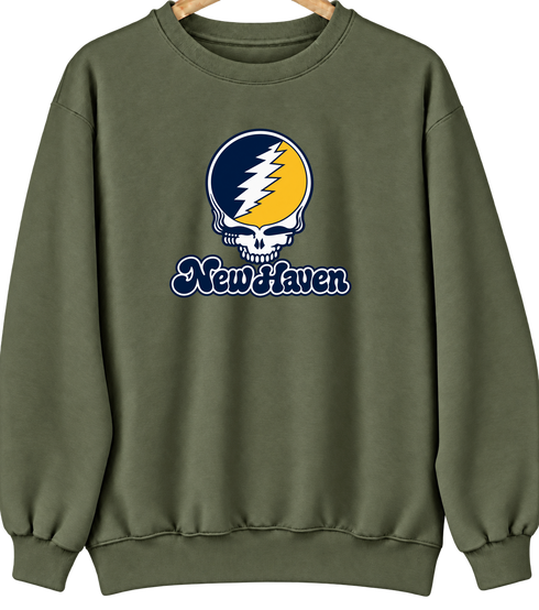 New Haven Stealie Premium Unisex Crewneck — Design: New Haven University of — Military Green