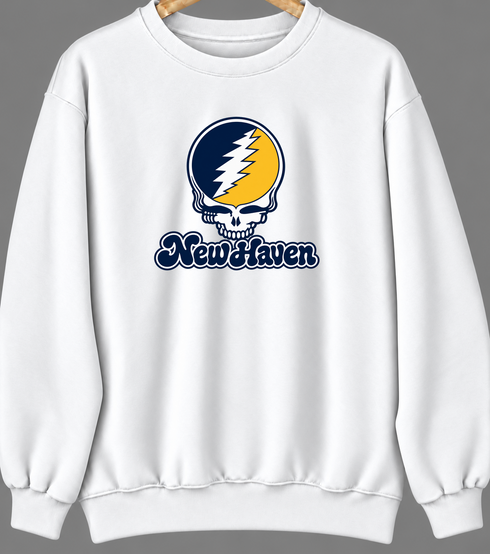 New Haven Stealie Premium Unisex Crewneck — Design: New Haven University of — White