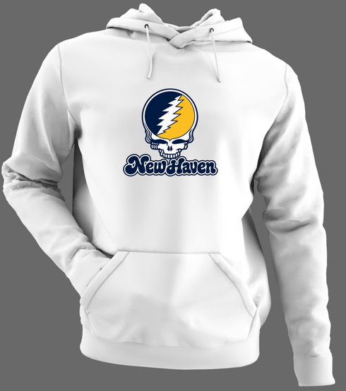 New Haven Stealie Premium Unisex Hoodie — Design: New Haven University of — White/Grey