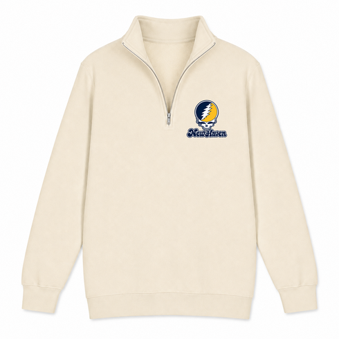 New Haven Stealie Premium Unisex Quarter-Zip — Design: New Haven University of — Sand